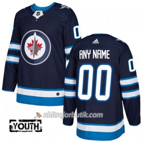 Barn Ishockey Winnipeg Jets Tröja med eget tryck Adidas 2017-2018 Marinblå Authentic